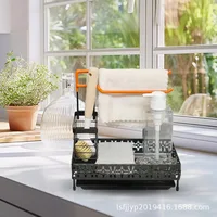 Évier de cuisine éponge égouttoir éponge serviette brosse nettoyant stockage mural comptoir de bureau multi-fonction support de rangement 3