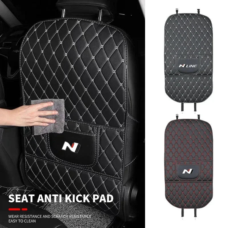 N Line Logo Car Seat Back Anti Kick Mat Protection Clean Pads Tappetini Anti-Sporco Per Hyundai I30 I40 Ix35 Coupe Tucson Sonata Kona