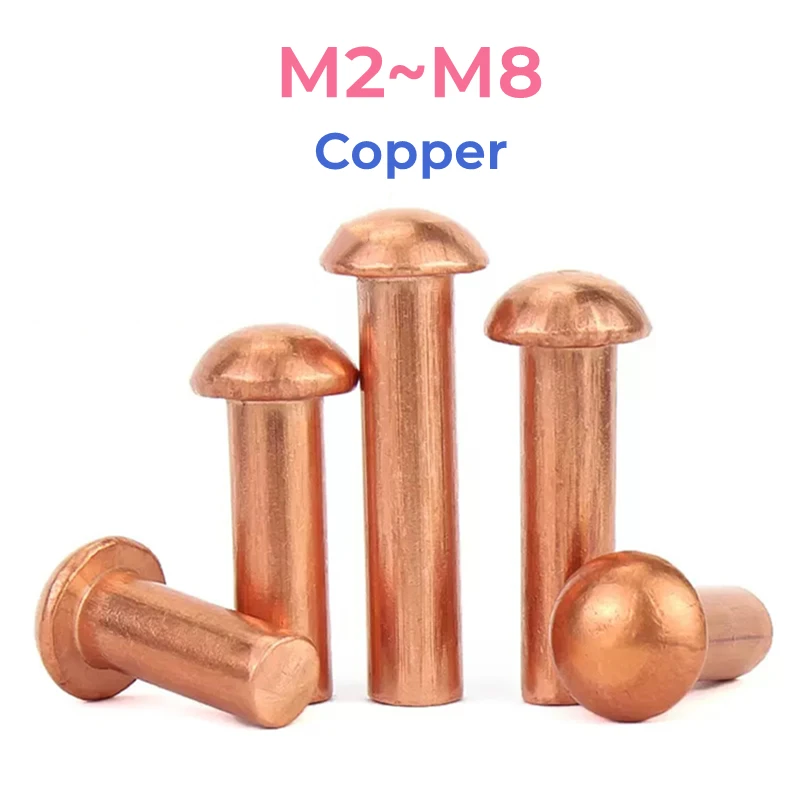 

Copper Solid Half Round Head Cap Rivets M2 M2.5 M3 M4 M5 M6 M8 Hand Knock Rivet Button Head Cap Rivets