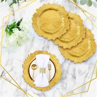 50Pcs Charger Plates, Round Gold Salad Reef Plate for Dinner Plates,Wedding,Party Elegant Decoration 2