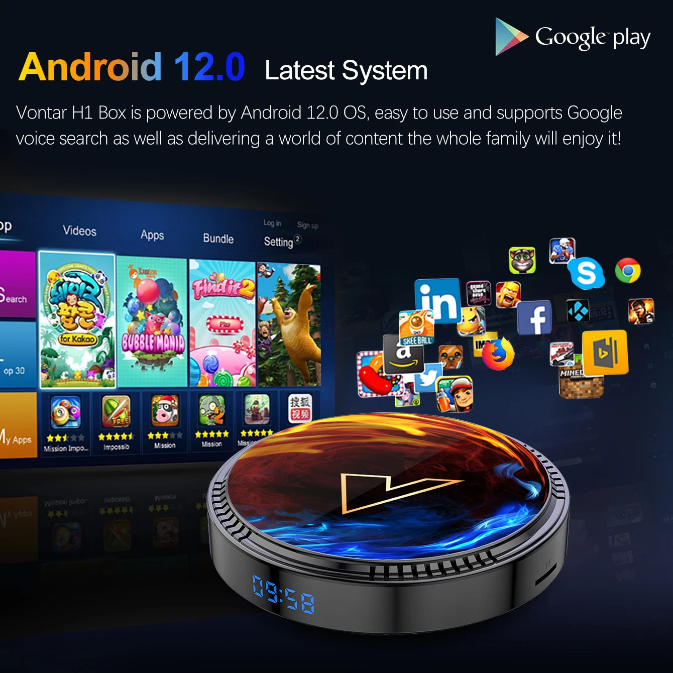 VONTAR H1 Android 12 TV Box Allwinner H618 Quad Core Cortex