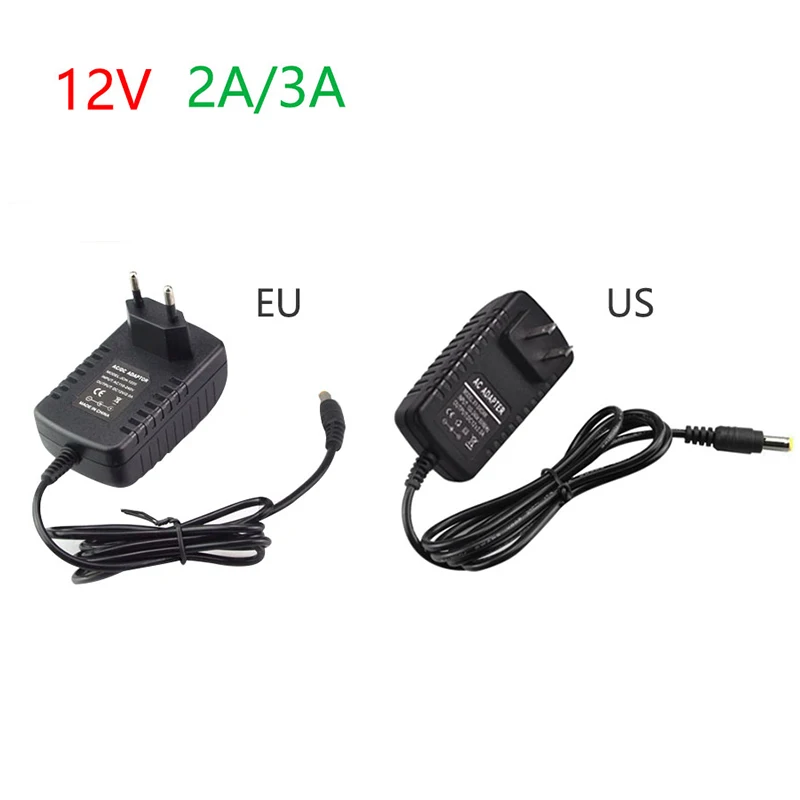 Universal DC 12V Power Supply Adapter with Interchangeable Plugs