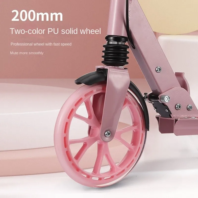 TULX Foldable Scooter With Two Wheel Folding Double Braking System Multi Speed Adjustment Wear Resistant Tires For Safer Safety