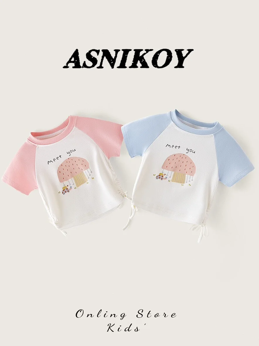 

Детская футболка, Новинка лета 2024, Повседневная модная мультяшная Милая футболка, свободная и удобная детская одежда для улицы