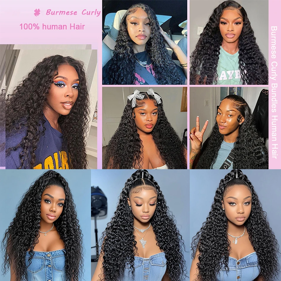 Burmese Curly Bundles Human Hair Unprocessed Virgin Hair Bundles 14A Raw Burmese Curly Human Extensions
