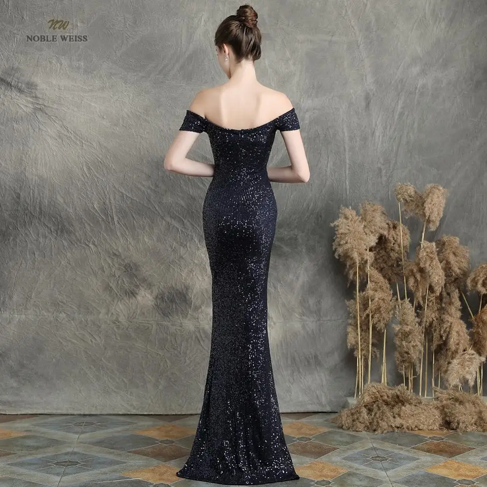 prom dresses mermaid elastic party dress sexy split vestidos de gala boat neck long prom gown