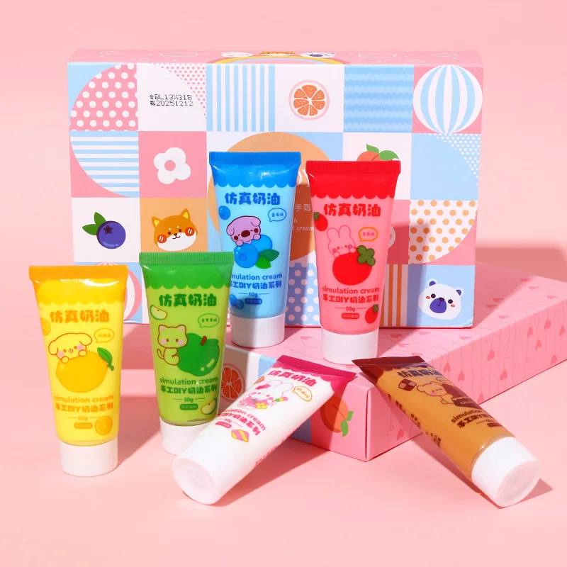 

7 цветов, имитация фруктового вкуса, крем, клей в комплекте 50 г/бутылка, искусственная шпилька для волос, 3D Мультяшные аксессуары, клей ручной работы