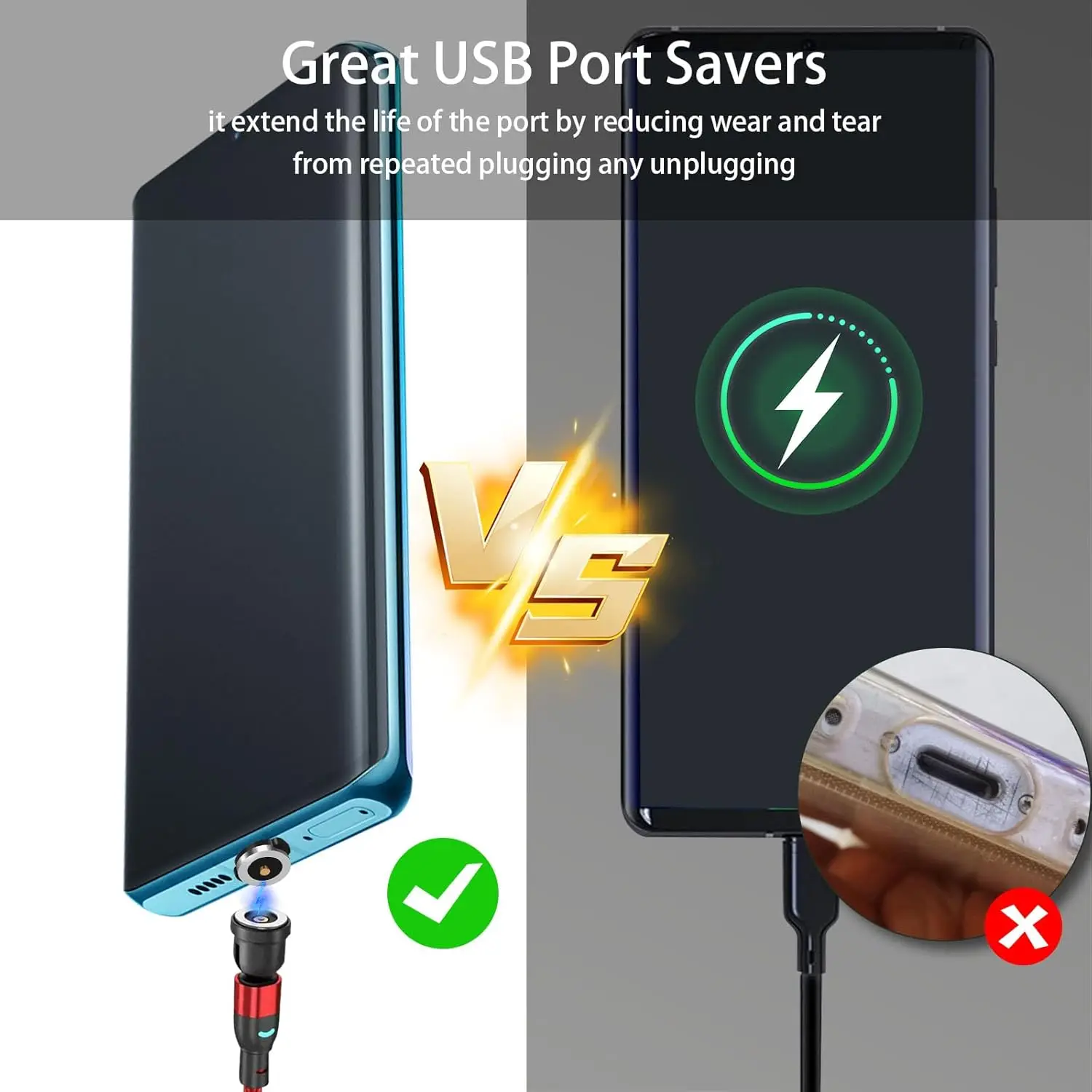 1/5개 범용 마그네틱 팁, 원형 마그네틱 케이블 C타입 마이크로 USB 마그넷 교체 부품, 휴대폰 먼지 방지 플러그 어댑터