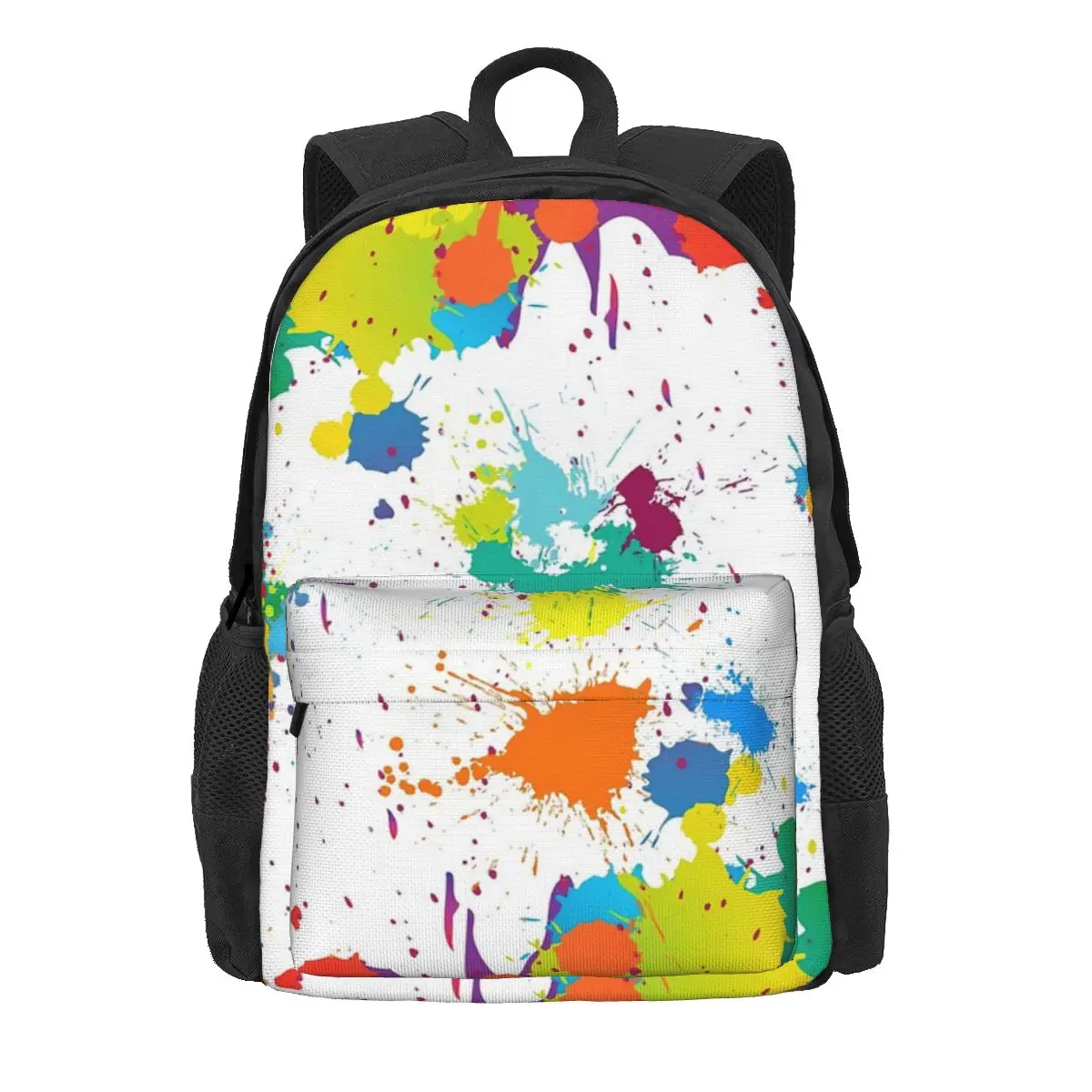 

Rainbow Paint Splatter Colorful Splash Graphic Blobs Backpacks Large Capacity Children School Bag Shoulder Bag Laptop Rucksack