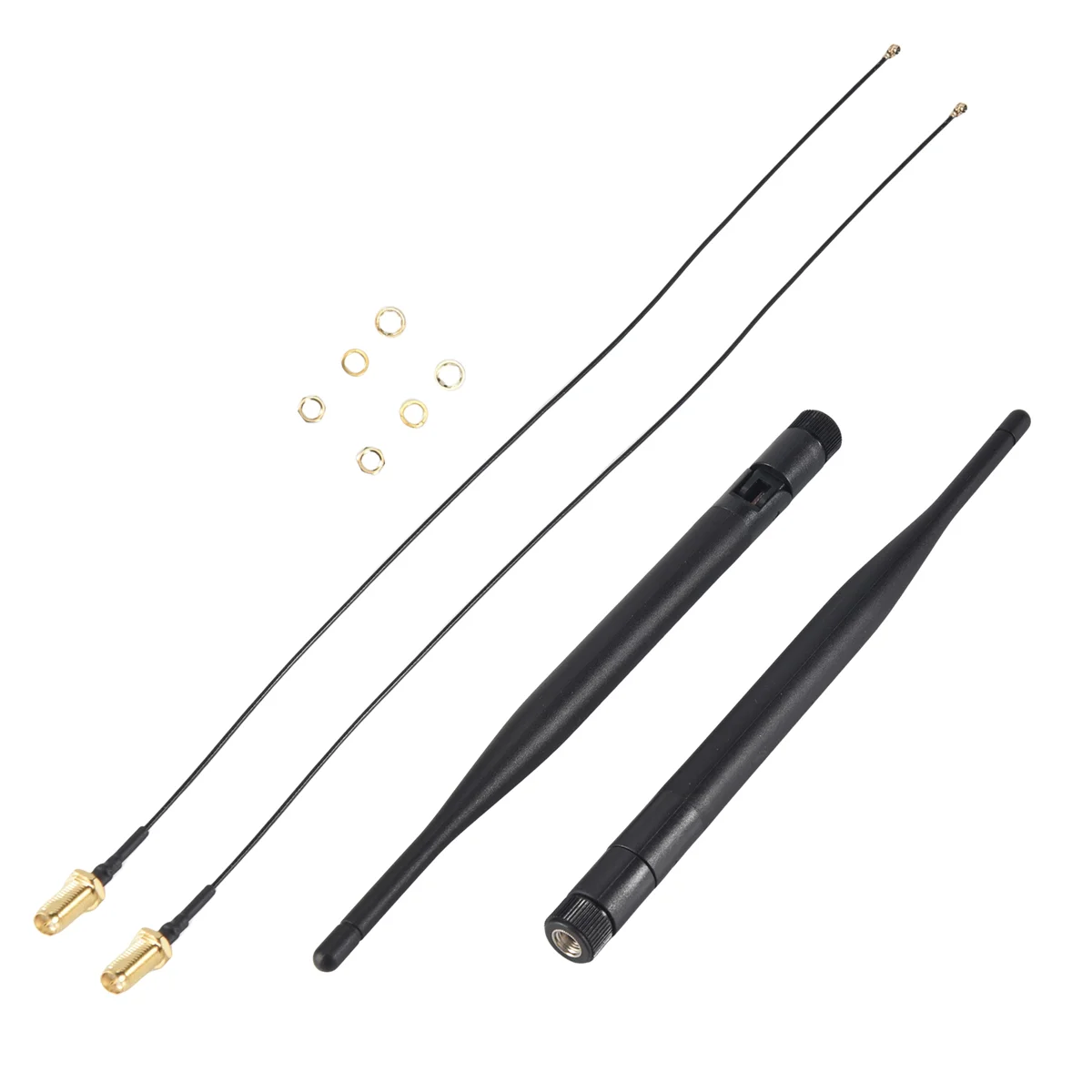 Signal Booster Antenna 2 x 6dBi 2.4GHz 5GHz Dual Band WiFi RP-SMA Antenna + 2 x 35cm U.fl / IPEX Cable