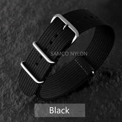 Comfortable Nylon Ribbed Military - Style Washable Watch Strap for Men (Black)