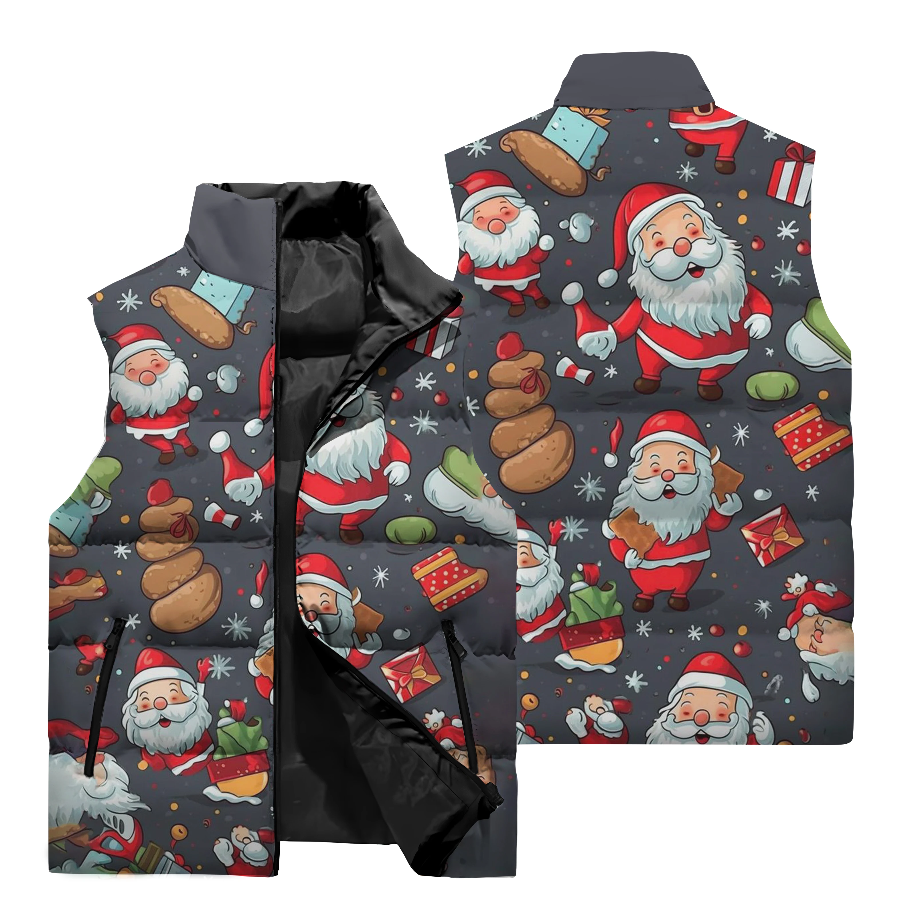 thumbnail image 1 of Chaqueta sin mangas de otoño e invierno para hombre, chaleco con estampado 3D de Papá Noel navideño, chaleco para ciclismo al aire libre, chaleco para acampar, cortavientos, 1 of 5