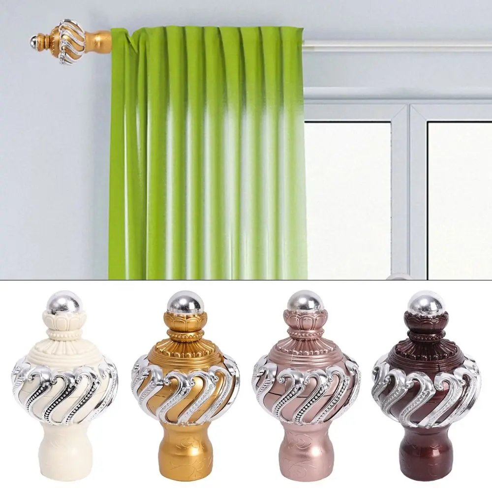 Curtain Rod End Head Decorative Finial Cap Pole Hollow Plug Rail Hole Fittings Bracket Caps Ends Closing Window Fitting Rods