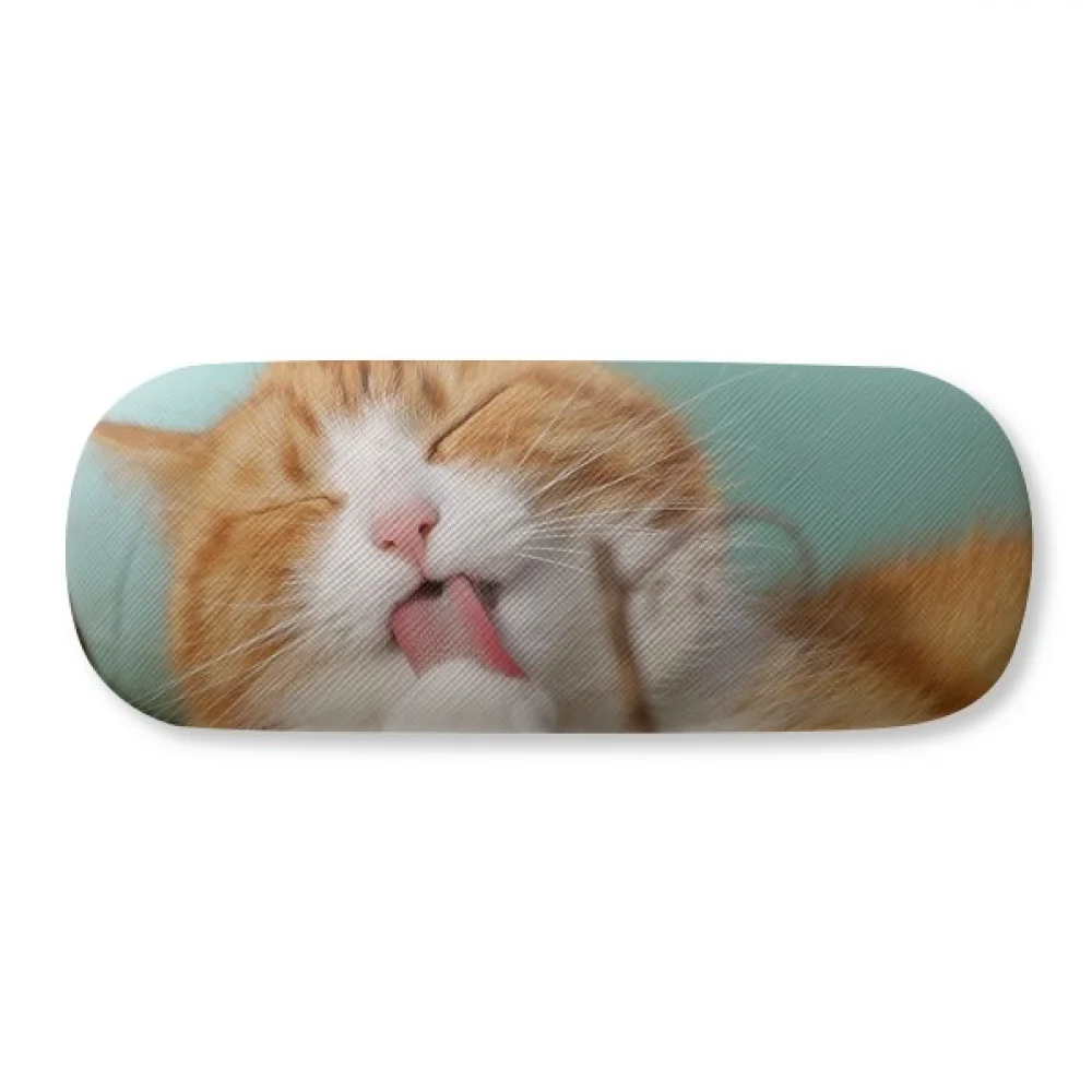 

Yellow Stripes Cat Pet Animal Lick Glasses Case Eyeglasses Hard Shell Storage Spectacle Box