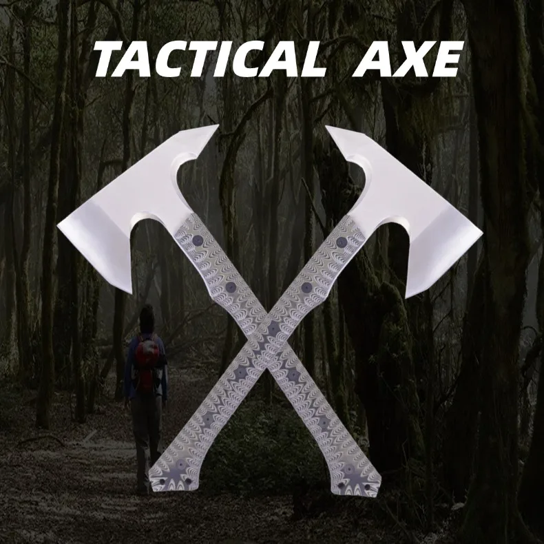 Outdoor Survival Hiking Camping 14C28N Steel G10 Long Handle Axe Survival Hatchet With Kydex Sheath