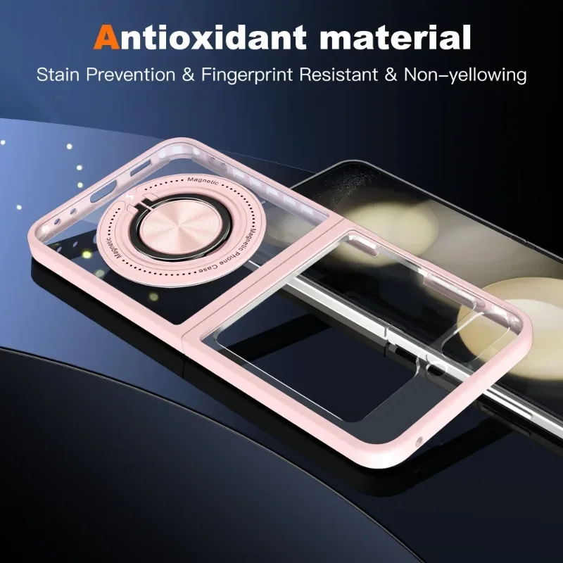360° Magnetic Rotating Ring Holder Transparent Phone Case with Fall Protection