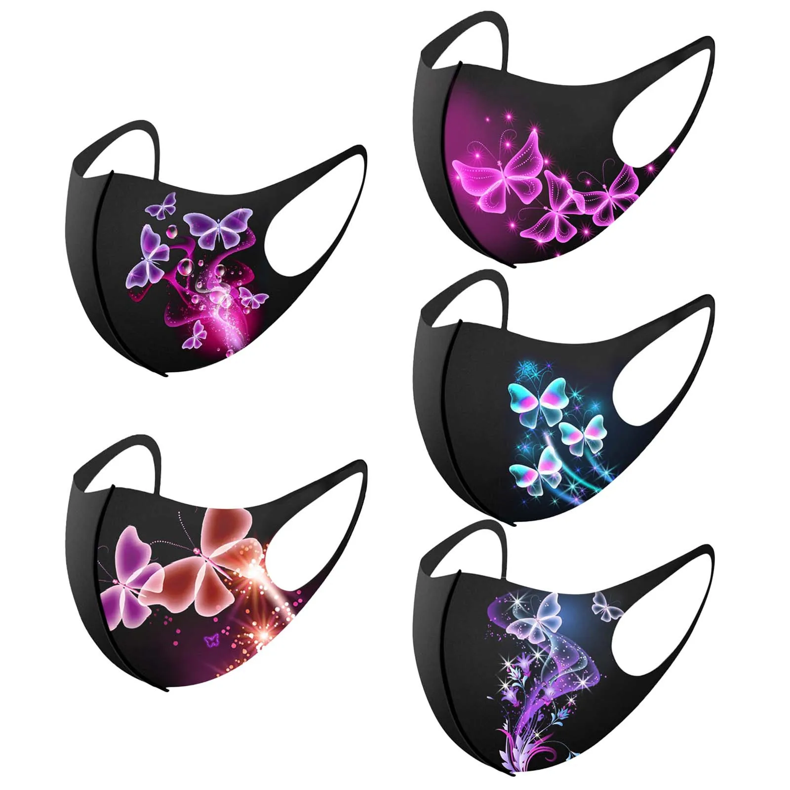 5pcs Adult'S Prints Protection Face Mask Washable Earloop Mask Mascarillas Desechables Disposable Mouths Covers Dust Mask
