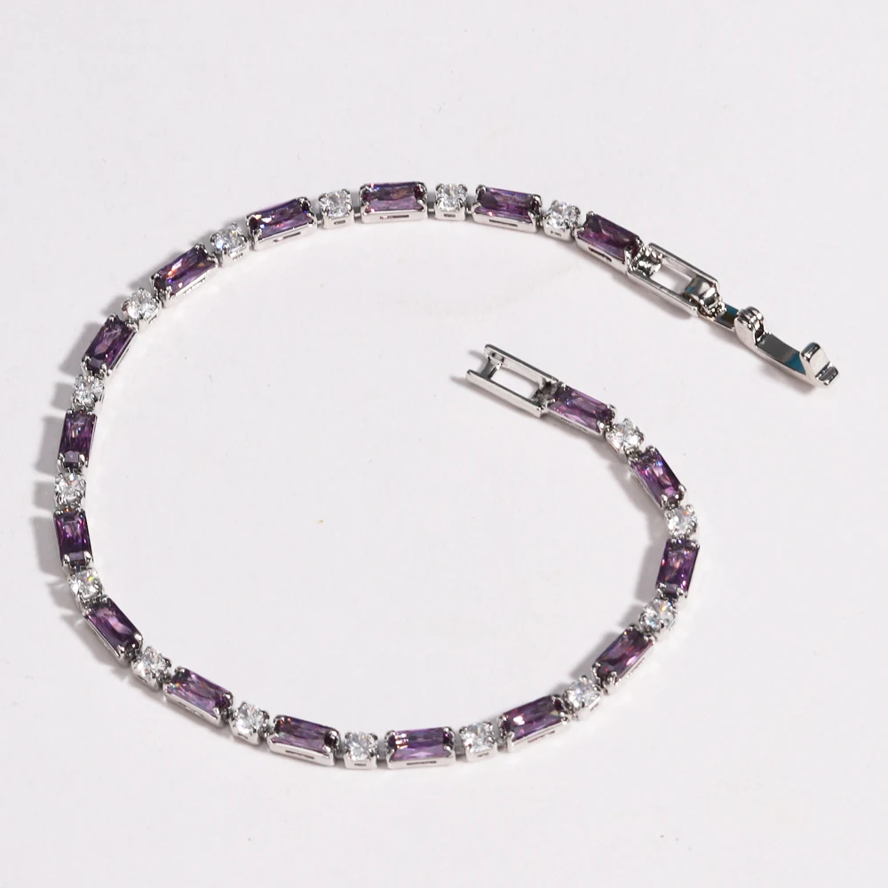 Tennis bracelets for women party wedding jewelry birthday gift purple zircons CZ charm crystal