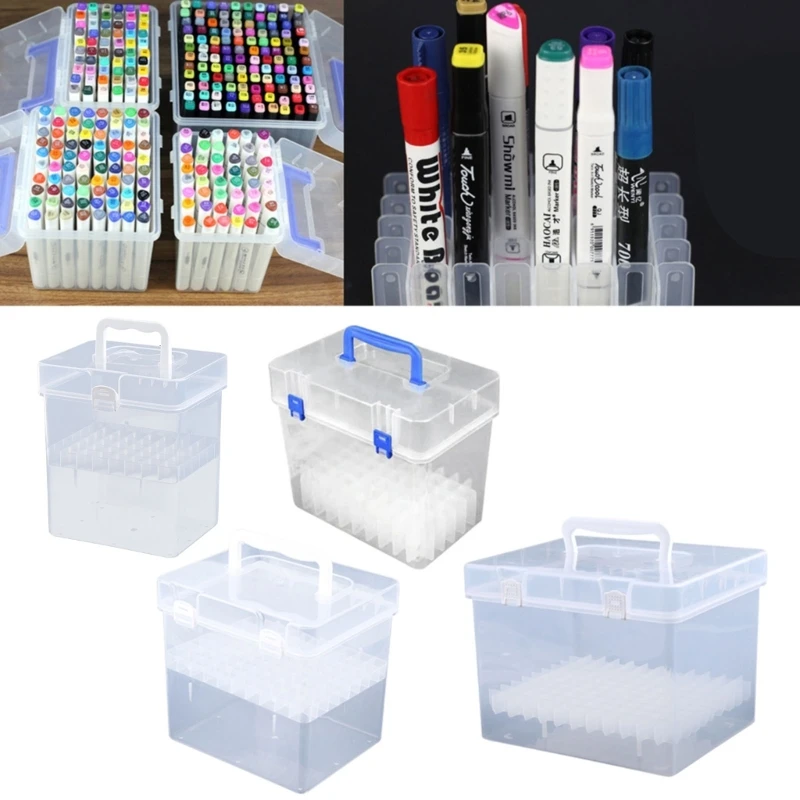 Transparent Marker Pens Storage Box Stationery Organizer Desktop Storage Kit