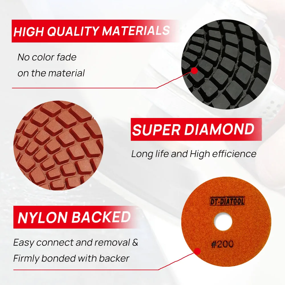 DT-DIATOOL 1pc 화강암 대리석 콘크리트 석재 용 유연한 습식 다이아몬드 샌딩 디스크 연마 패드 4 /100mm 샌딩 그라인딩 디스크