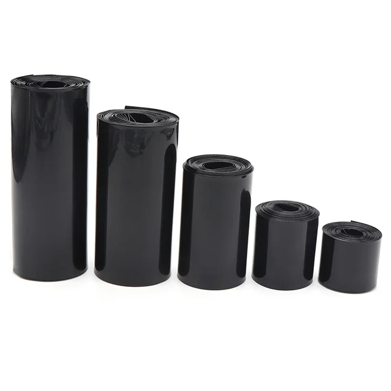 18650 PVC 열 수축 튜브 배터리 팩, 블랙 너비 200mm 500mm 절연 보호 필름 랩, 리튬 케이스 케이블 슬리브