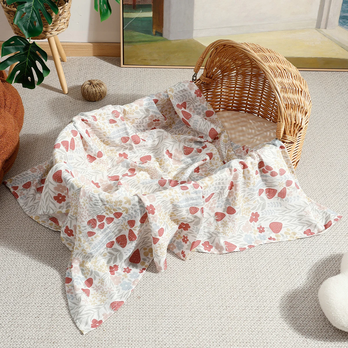 Elinfant New Arrival Bamboo Cotton Muslin Swaddle Blankets,100% Cotton Soft Cozy Receiving Blankets Baby Swaddle Wrap 5