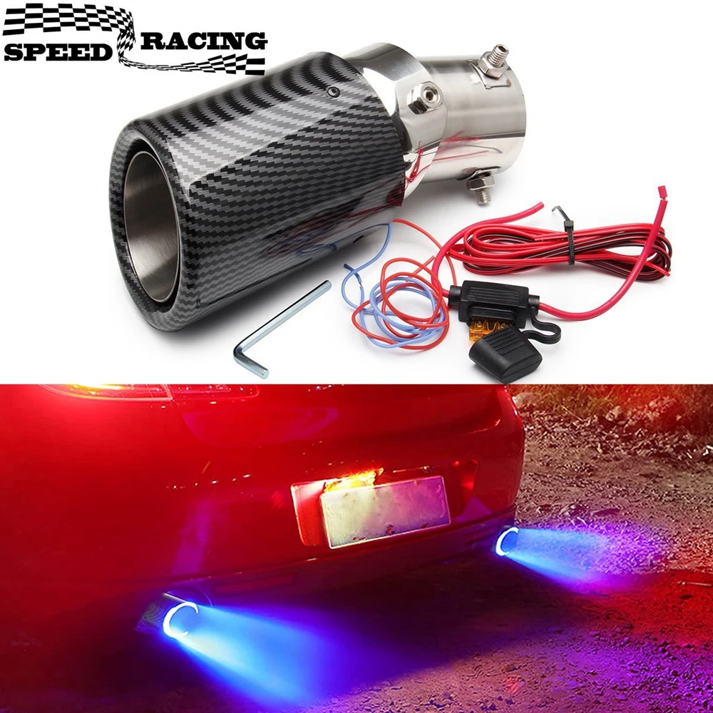 Universal AdjustableCar LED Exhaust Muffler Tip Pipe Red/Blue Light
