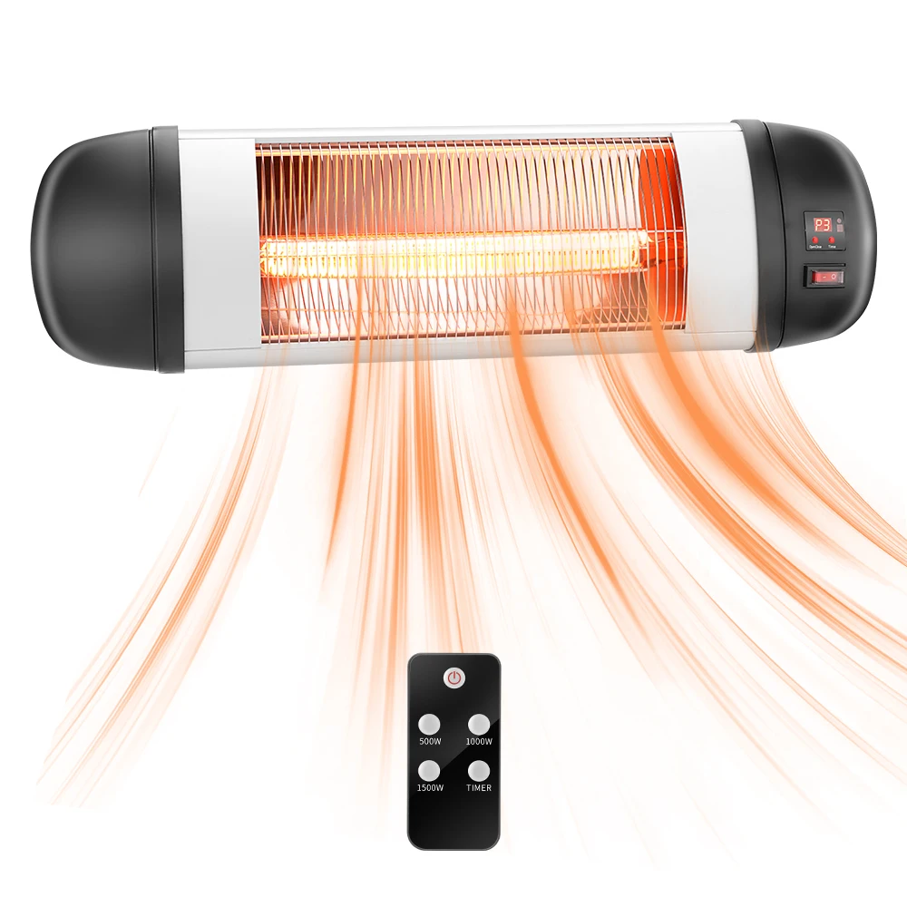 

Winter Electric Heater PHW-1500CR 1500W Wall Terrace Heater with Remote Control Warm First Gear Fake Firewood Quartz Tube