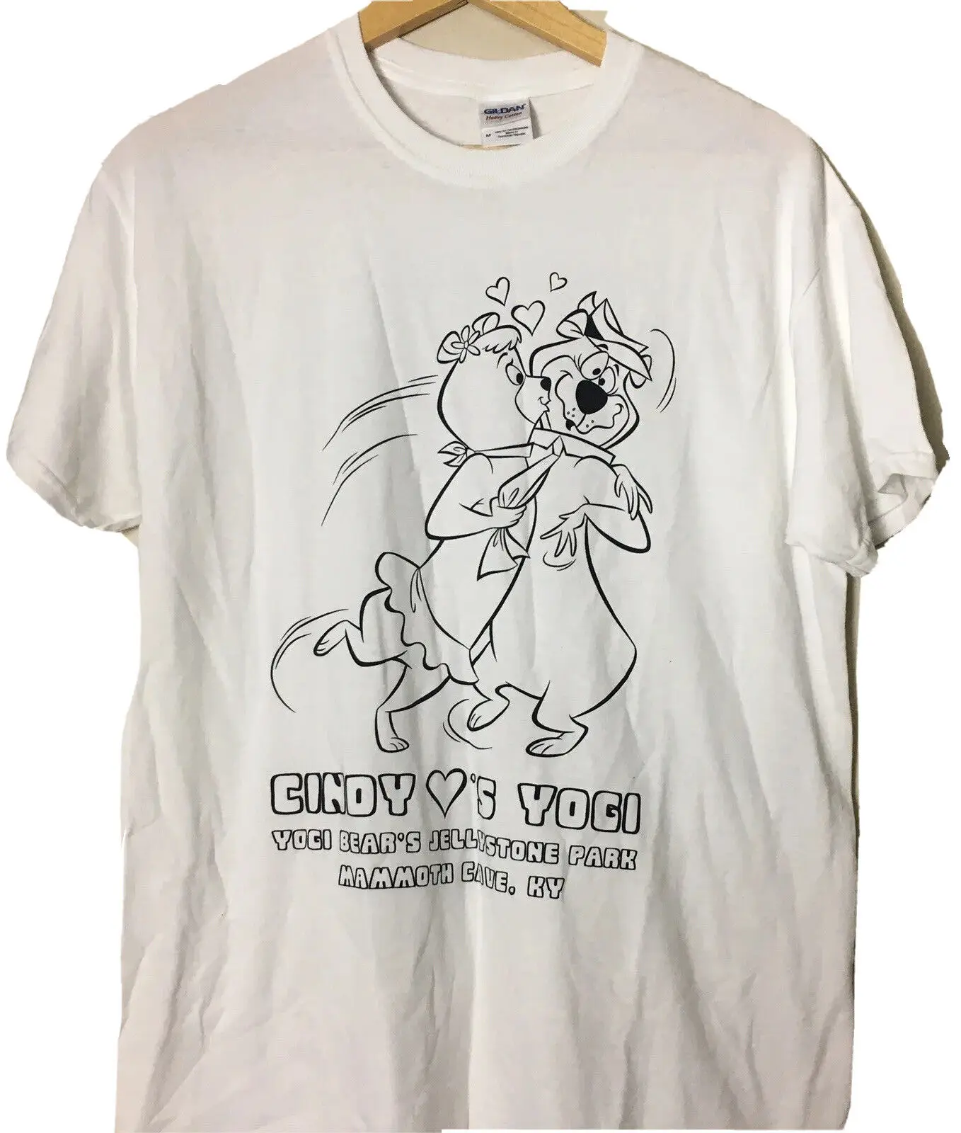 Mammoth Cave Shirt Yogi Bears Yellowstone Park Bianco Manica Corta Girocollo M