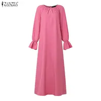 فستان ماكسي نسائي إسلامي محتشم من ZANZEA مقاس كبير 5XL، عباءة فضفاضة بأكمام طويلة وياقة دائرية، حجاب إسلامي، قفطان 1 فستان ماكسي نسائي إسلامي محتشم من ZANZEA مقاس كبير 5XL، عباءة فضفاضة بأكمام طويلة وياقة دائرية، حجاب إسلامي، قفطان 2