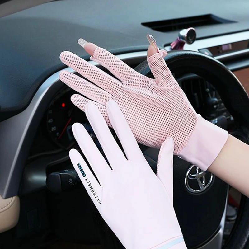 Ice Silk Gloves Anti-UV Summer Breathable Mesh Glove for Car Motorcycle Bike Driving Sports UV Protection Thin Glove Unisex