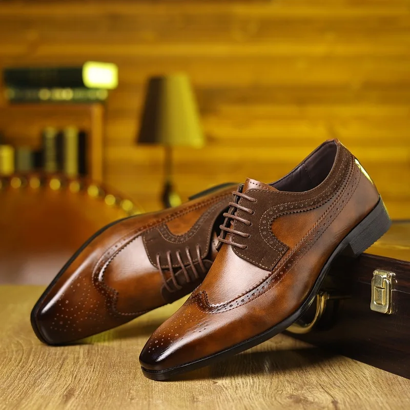 Men's Dress Shoes Classic Business Leather Shoe Lace Up Oxford Shoes Luxury Wedding for Men Casual Formal Loafers Big Size