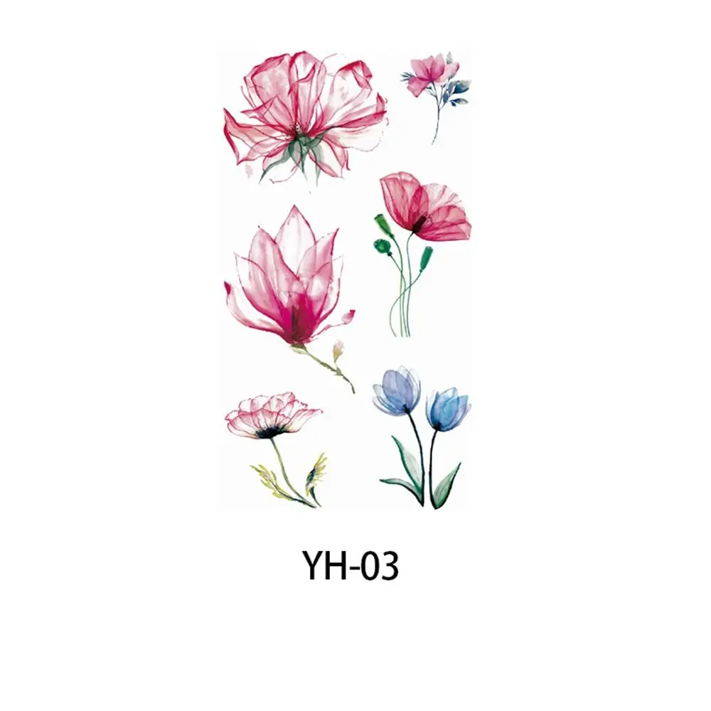 Disposable Watercolor Cherry Blossom Tattoo Sticker Small Fresh Anti Sweat Petal Tattoo Sticker Waterproof Coloured Drawing