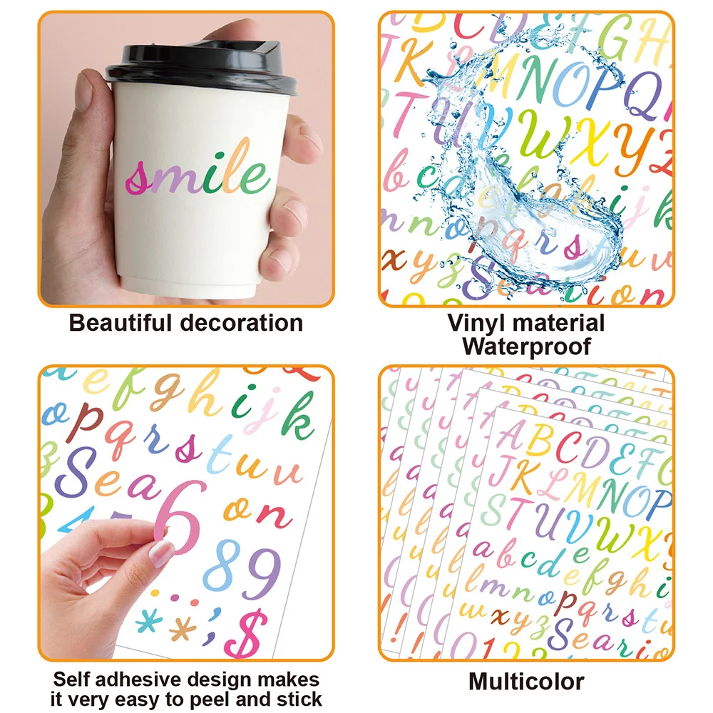 3Sheets Name Stickers Number Letter Sticker Label DIY Cup Mug Sticker Gift Card Stationery Decor Diary Phone Case Decor