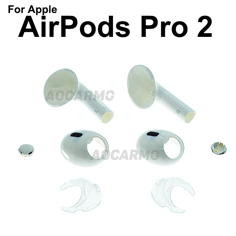 Aocarmo For Apple AirPods Pro 2 A2931 A2699 A2698 Earphone Housing Full Set Case Cover Left Right Shell Repair Replacement Part