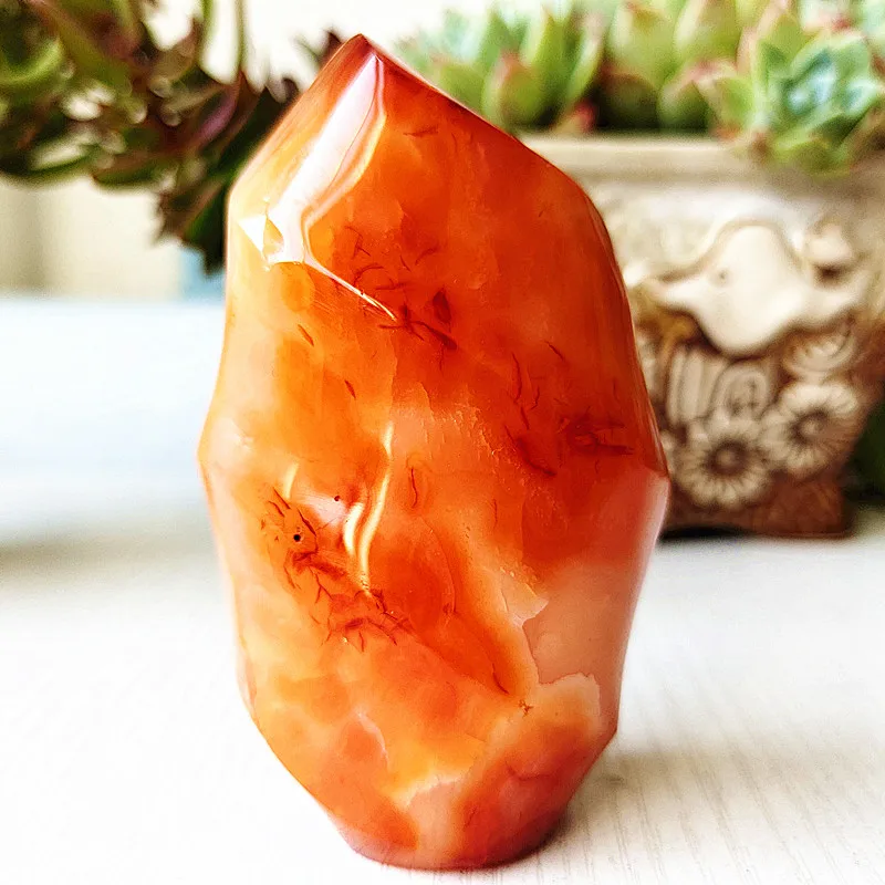 Pierre Naturelle Rouge Agate Flamme Clip Lce Crème Torche Spirituel Guérison par l'Énergie et Feng Shui Bureau Chambre Décoration Maison Maison