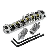 Chrome Metal Plated Roller Saddle Tune-O-Matic Bridge for Les Paul Style Electric Guitar Replacement 1