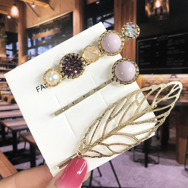 Pearl Crystal Acrylic Hair Clips Set for Women Retro Geometric Barrettes Hairpin Girl Hair Accessories Fashion Jewelry