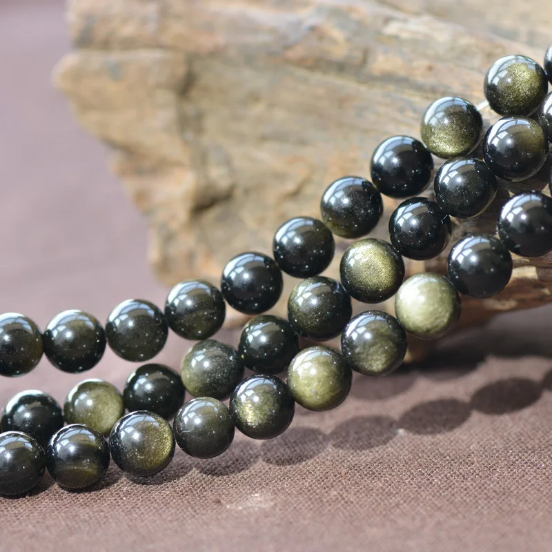 

Joanlyn Grade A Natural Gold Obsidian Beads NOT Dyed 4mm-20mm Smooth Polished Round 15 Inch Strand OB12