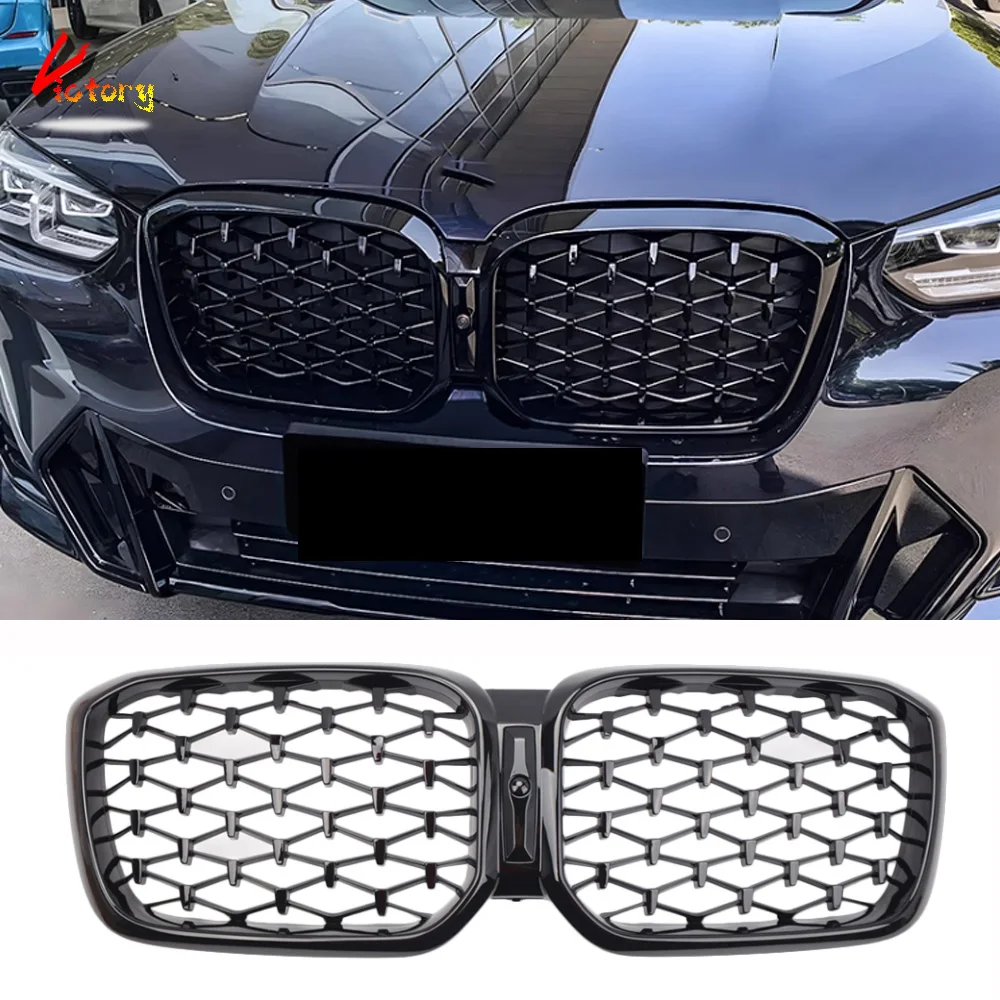 

Передняя решетка для BMW X3 X4 G01 G02 LCI 2022 дюйма, решетка с алмазной звездой, верхняя фоторешетка с отверстием для камеры