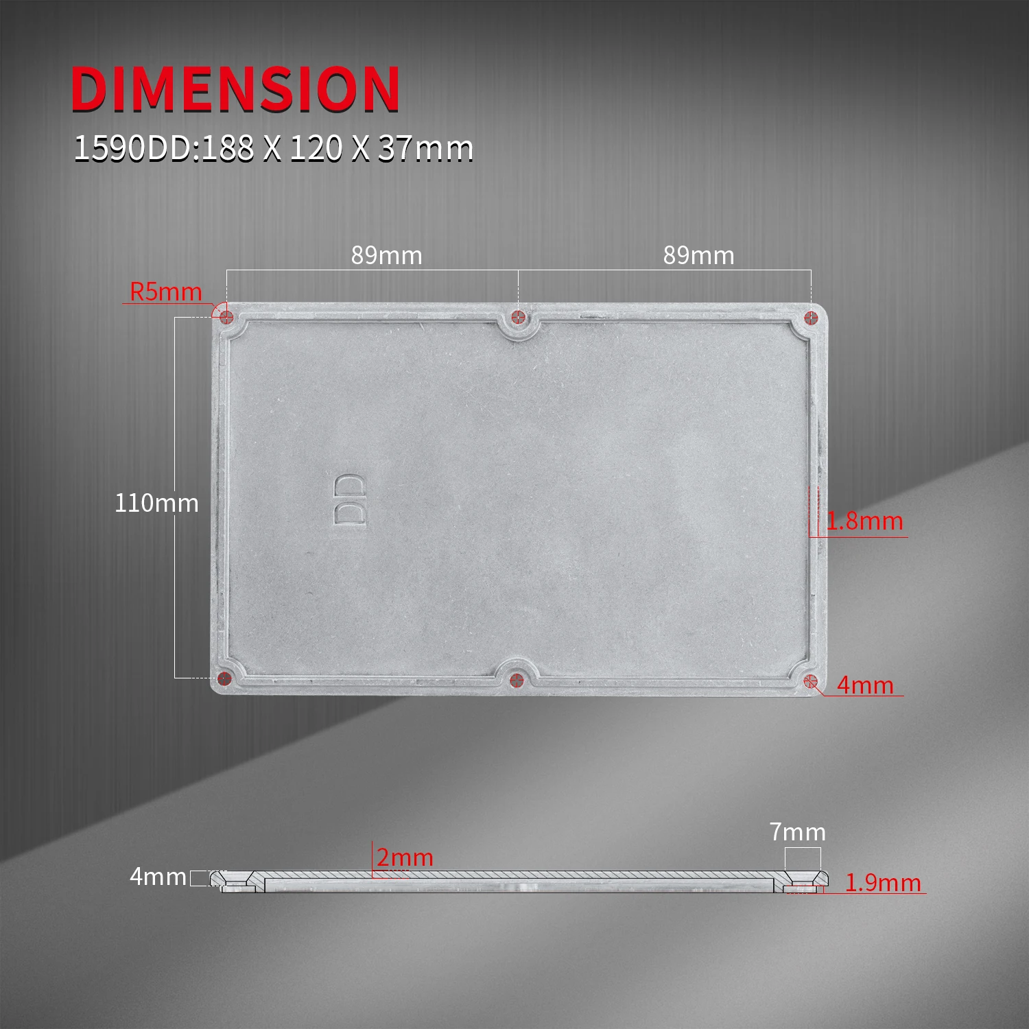 3PCS 1590D Guitar Pedal Aluminum Enclosure with 56.5MM Height, Higher Than 1590DD 188*119*56.5MM