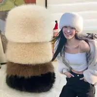 New Fluffy Fur Women's Winter Hat Winter Snow Ski Cap Female Faux Fur Thick Warm Windproof Hat Russian Hat Mink Fisherman's Hat 1