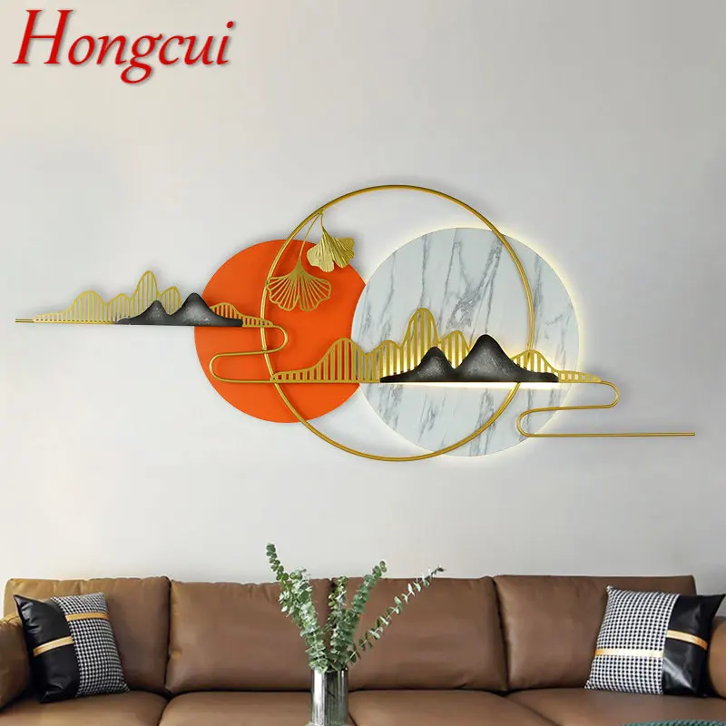 

Hongcui Chinese Wall Picture Lamp LED Modern Luxury Creative Round Landscape Sconce Indoor for Living Room Bedroom