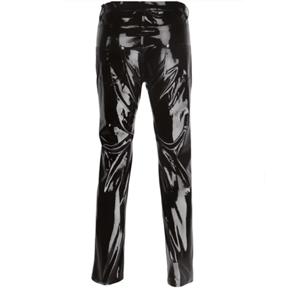 Shiny PVC Latex Trousers Men Motorcycle Mens Pants Fashion Faux Leather Riding Waterproof Motor Biker Male Street Pants