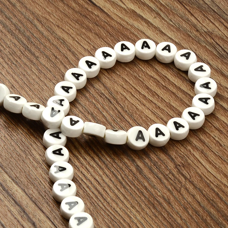 Wholesale 8mm Black Capital Letters Ceramic Beads For Jewelry Making  Bracelet Handmade Porcelain Ceramic Letter Beads