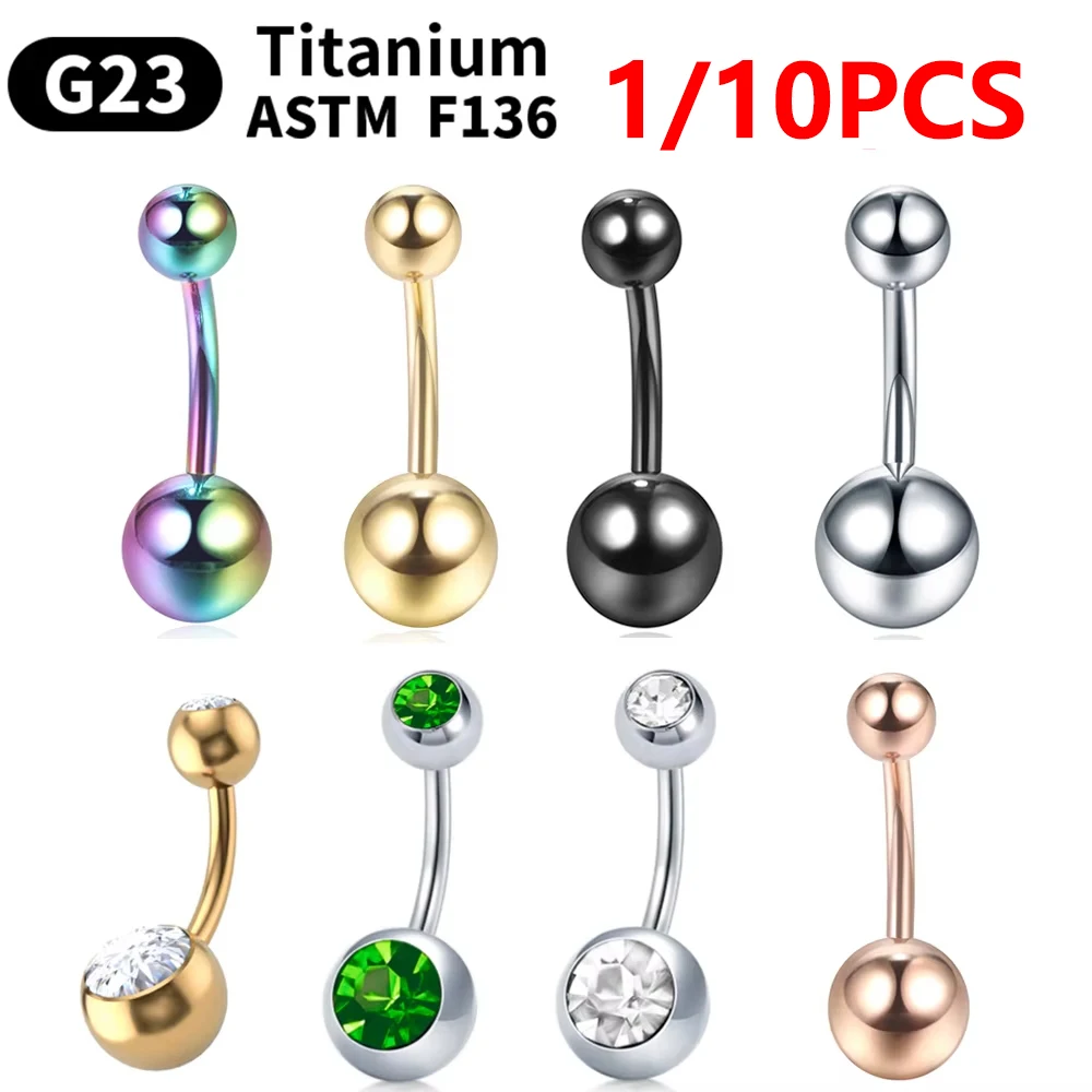 Body Piercing Jewelry G23 Titanium 14G Belly Button Rings zircon Highly Polishing Threaded Eyebrow Nails ASTM F136 10pcs Belly Button piercing jewelry belly button earrings belly button piercings body piercing jewelry body jewelry