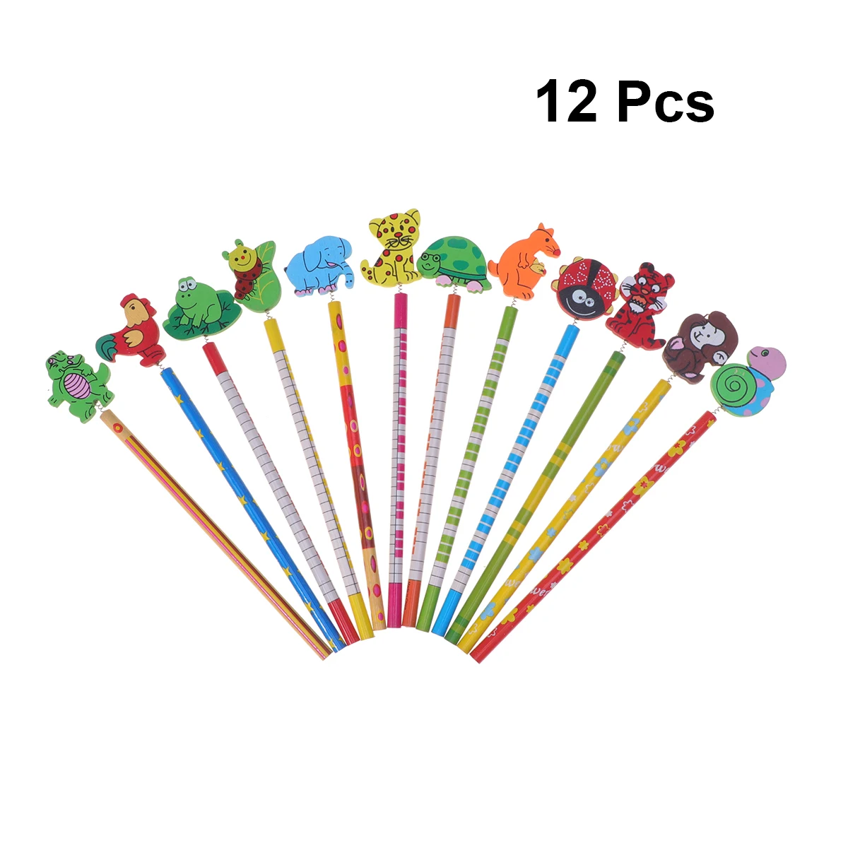 12pcs Animal Cartoon Pencils with Erasers for Kids Children Cute Cartoon Pencil Gifts Stationery School Supplies Random Pattern 50 500pcs 1 inch thank you sticker 8 dog pattern rolls children toys animal rewards decorative sticker labels envelope seal