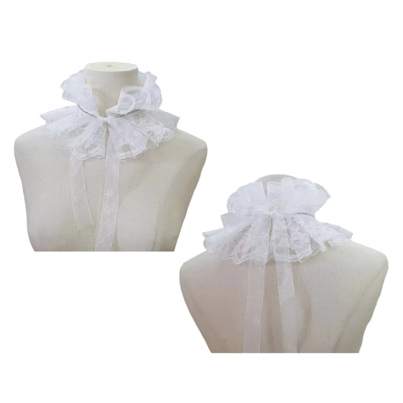 

Y166 Ruffled Collar Girls Clothes Accessiory Victorian Lace Collar Medieval Cosplay