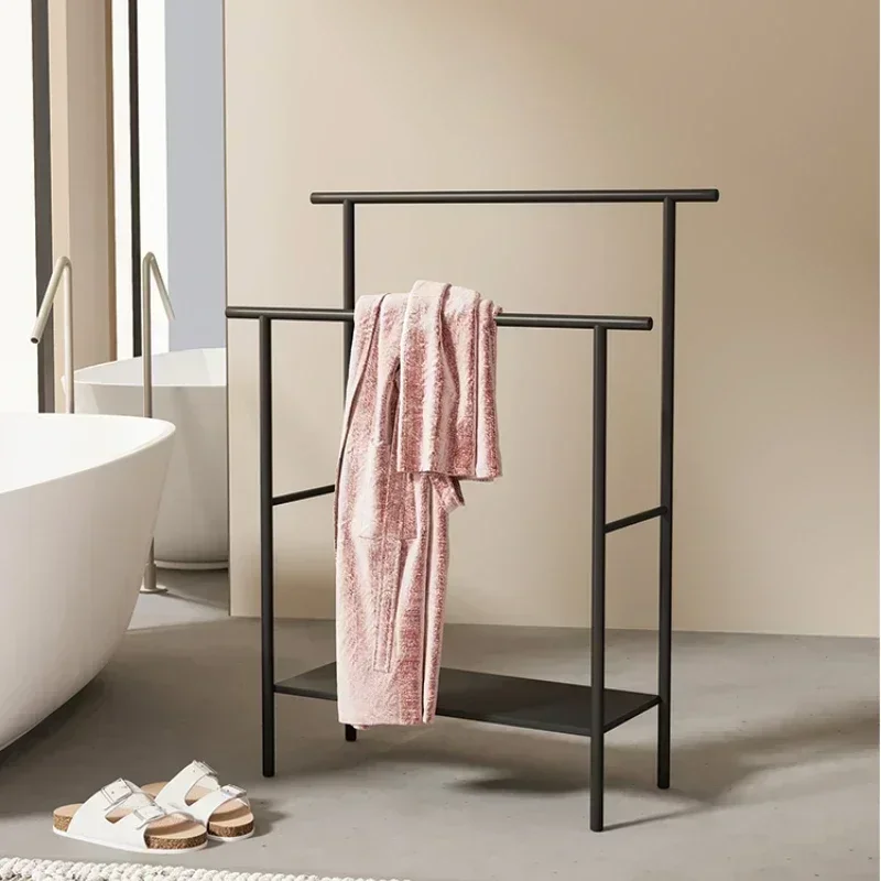 Luxurious Bathroom Towel Rail Dual-Pole Storage Floor-to-Ceiling Shelf Light Luxury Design Ample Storage Solution