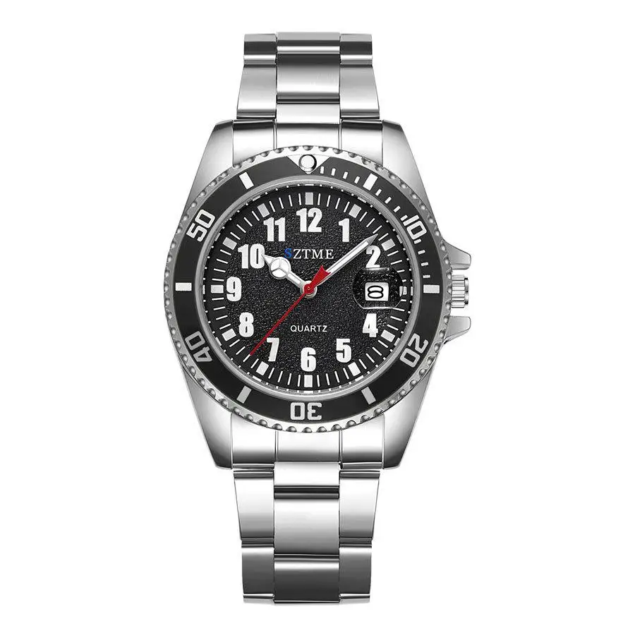 New burst men's fashion steel belt watch luminous pointer function with calendar quartz watch 5